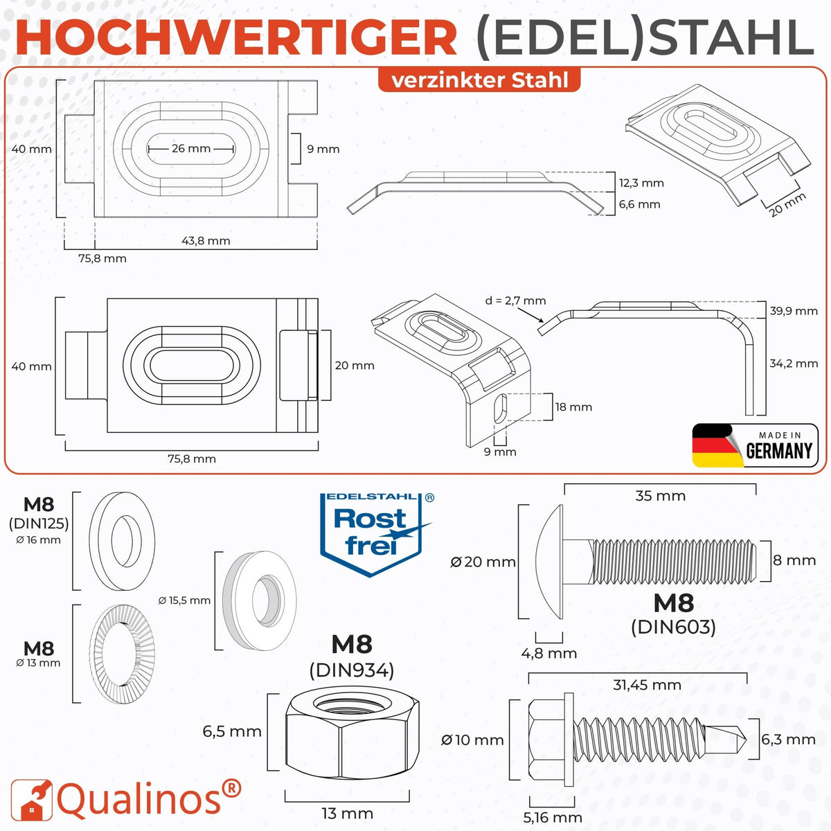 Wandanschlusswinkel Doppelstabmattenzaun Befestigung Set - Qualinos