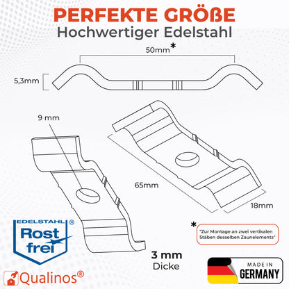 Spannbügel 50 mm – Zaunhalter &amp; Stabmattenzaun Zubehör zur Doppelstabmattenzaun Befestigung Germany (versch. Farben)