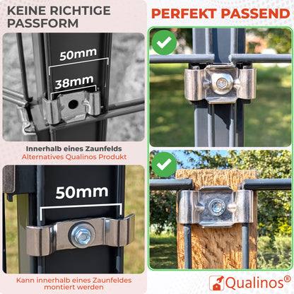 Zaunhalter Typ Butterfly V2A Edelstahl (versch. Stückzahlen) – Stabmattenzaun Zubehör zur Doppelstabmattenzaun Befestigung Made in Germany