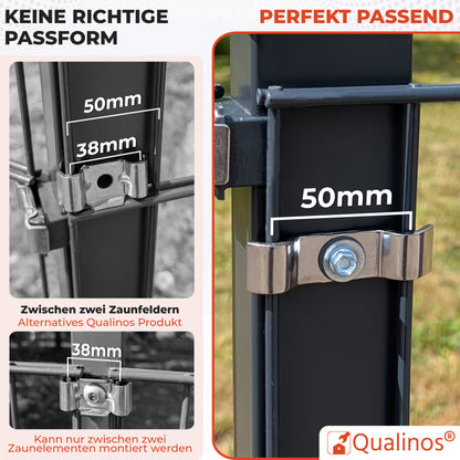 Spannbügel 50 mm – Zaunhalter &amp; Stabmattenzaun Zubehör zur Doppelstabmattenzaun Befestigung Germany (versch. Farben)